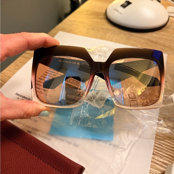 ETRO Brown Fuchsia Sunglasses with Flash Mirror Pink Lenses NWT $430 main image 8